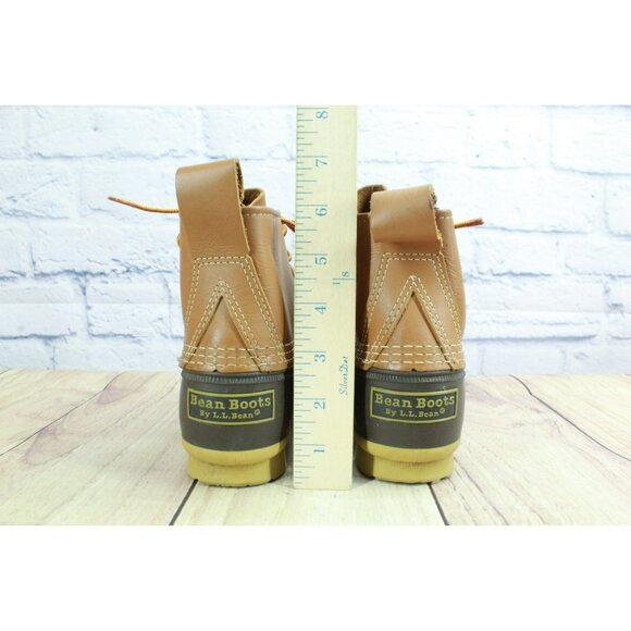 LL Bean Ankle Duck Boots Brown Leather Lace Up Unlined Round Toe Size 6 M - Picture 6 of 10